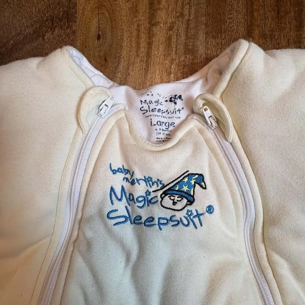 Baby Merlin's Magic Sleepsuit infant 6-9 Months White Cotton Swaddle Transition